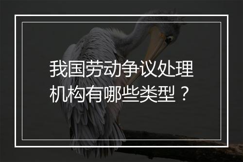 我国劳动争议处理机构有哪些类型？