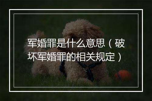 军婚罪是什么意思（破坏军婚罪的相关规定）