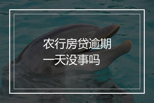 农行房贷逾期一天没事吗