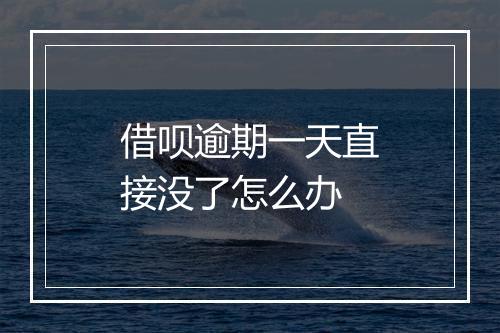 借呗逾期一天直接没了怎么办