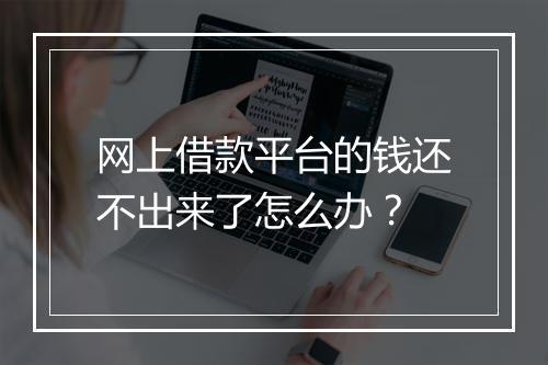 网上借款平台的钱还不出来了怎么办？