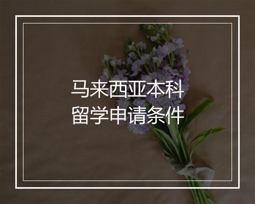 马来西亚本科留学申请条件