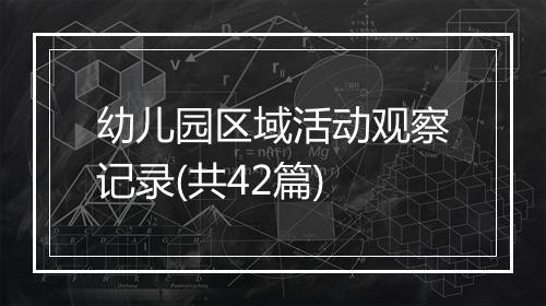 幼儿园区域活动观察记录(共42篇)