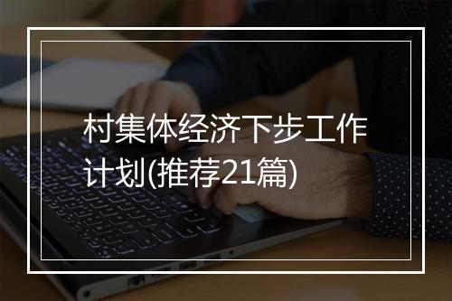 村集体经济下步工作计划(推荐21篇)