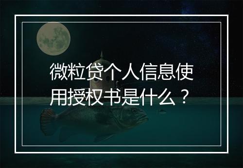 微粒贷个人信息使用授权书是什么？