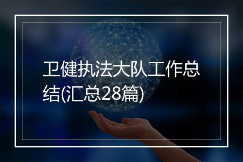 卫健执法大队工作总结(汇总28篇)