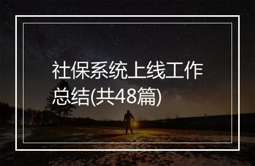 社保系统上线工作总结(共48篇)