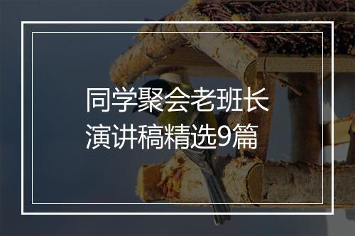 同学聚会老班长演讲稿精选9篇