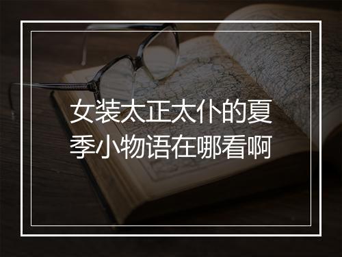 女装太正太仆的夏季小物语在哪看啊