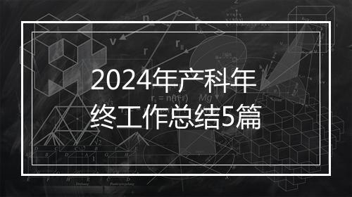 2024年产科年终工作总结5篇