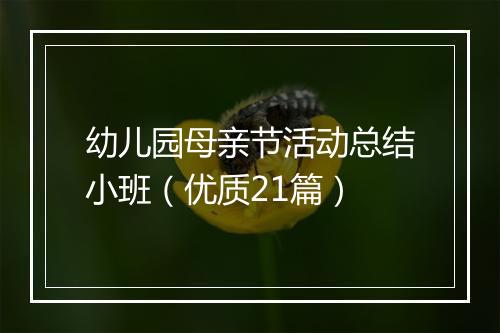 幼儿园母亲节活动总结小班（优质21篇）