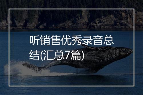 听销售优秀录音总结(汇总7篇)