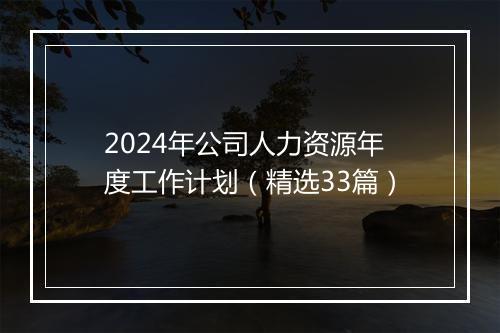 2024年公司人力资源年度工作计划（精选33篇）