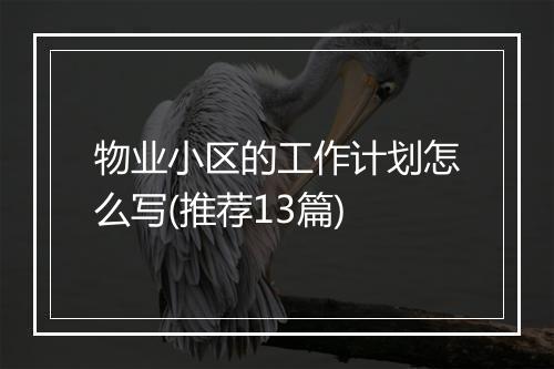 物业小区的工作计划怎么写(推荐13篇)