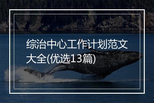 综治中心工作计划范文大全(优选13篇)