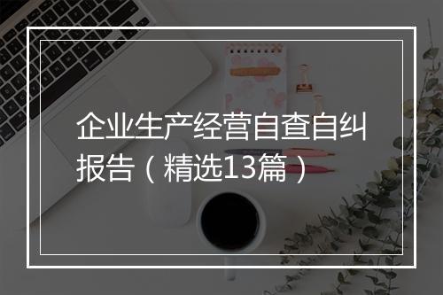 企业生产经营自查自纠报告（精选13篇）
