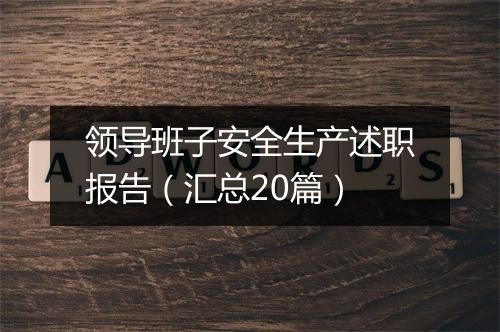 领导班子安全生产述职报告（汇总20篇）