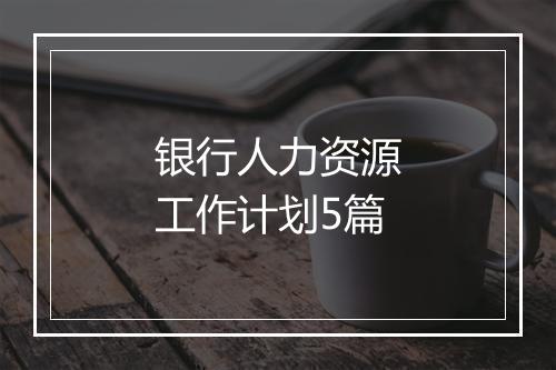 银行人力资源工作计划5篇