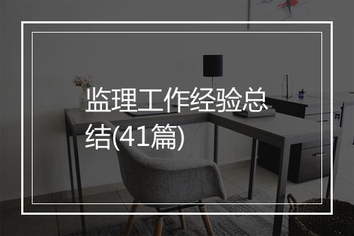 监理工作经验总结(41篇)