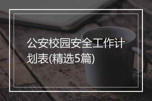 公安校园安全工作计划表(精选5篇)