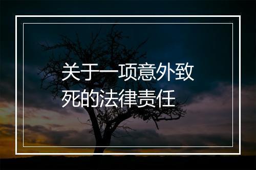 关于一项意外致死的法律责任