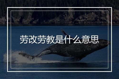 劳改劳教是什么意思