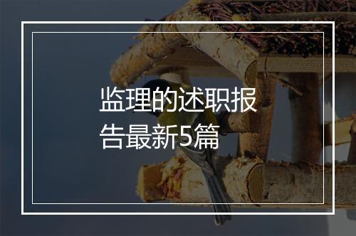 监理的述职报告最新5篇