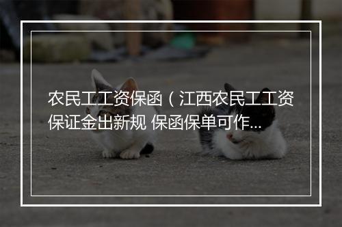 农民工工资保函（江西农民工工资保证金出新规 保函保单可作为保证金存储形式）