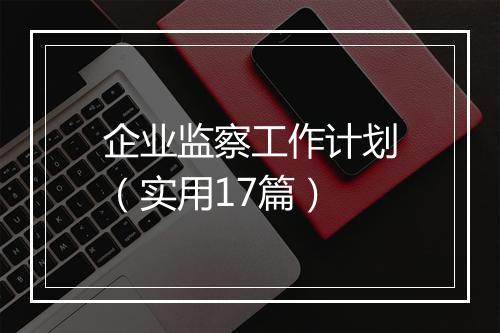 企业监察工作计划（实用17篇）
