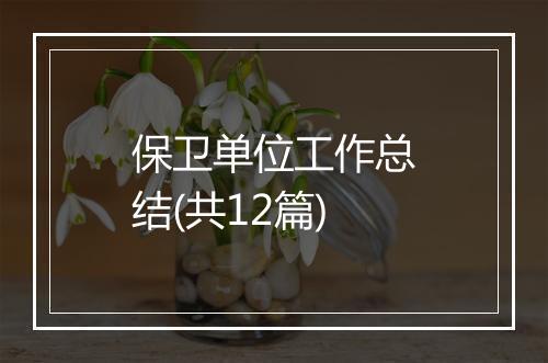 保卫单位工作总结(共12篇)