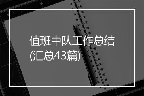 值班中队工作总结(汇总43篇)