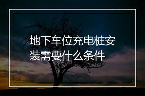 地下车位充电桩安装需要什么条件