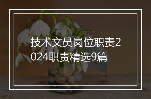 技术文员岗位职责2024职责精选9篇