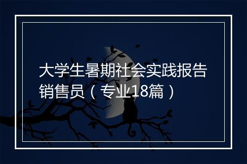 大学生暑期社会实践报告销售员（专业18篇）