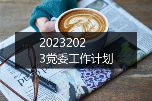 20232023党委工作计划