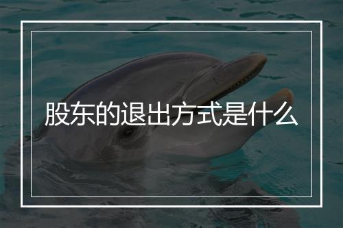股东的退出方式是什么