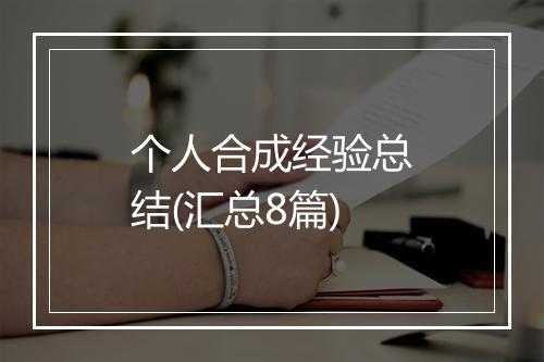 个人合成经验总结(汇总8篇)