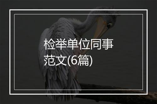 检举单位同事范文(6篇)