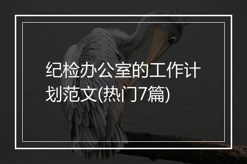 纪检办公室的工作计划范文(热门7篇)