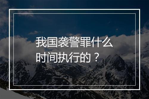 我国袭警罪什么时间执行的？