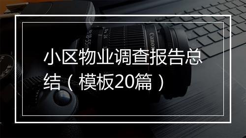 小区物业调查报告总结（模板20篇）