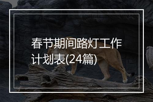 春节期间路灯工作计划表(24篇)