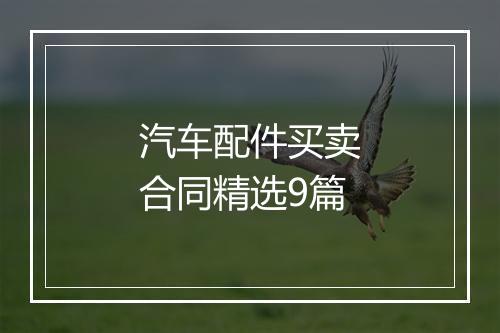 汽车配件买卖合同精选9篇