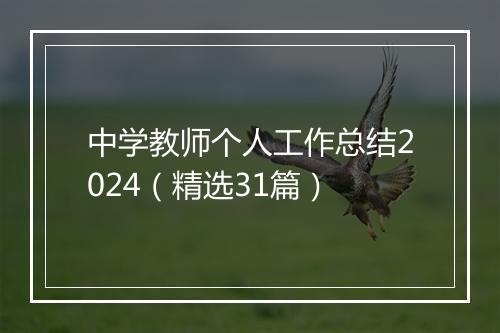 中学教师个人工作总结2024（精选31篇）