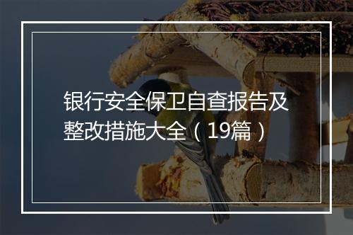 银行安全保卫自查报告及整改措施大全（19篇）
