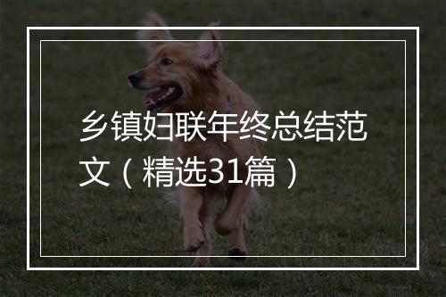 乡镇妇联年终总结范文（精选31篇）
