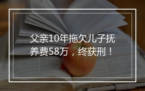父亲10年拖欠儿子抚养费58万，终获刑！