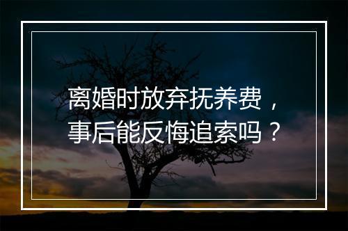 离婚时放弃抚养费，事后能反悔追索吗？
