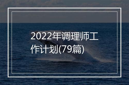 2022年调理师工作计划(79篇)