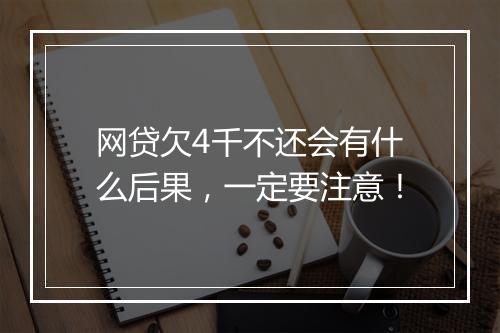 网贷欠4千不还会有什么后果，一定要注意！